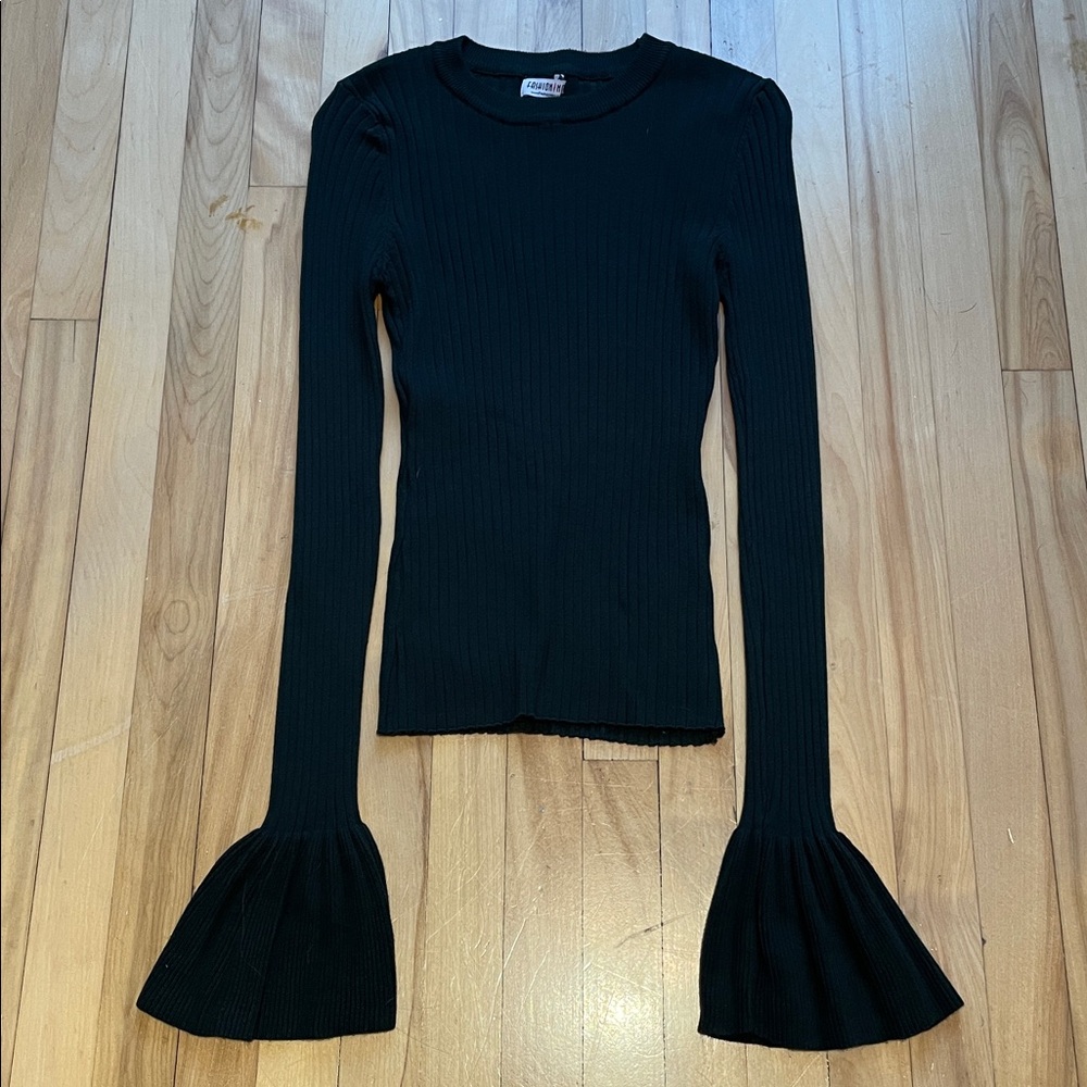 Fashion Nova Forest Green Ribbed Knit Top